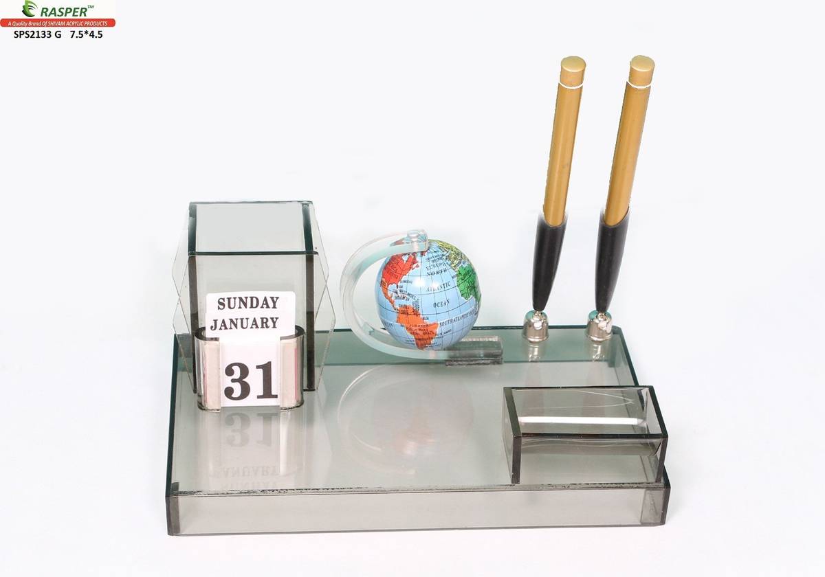 RASPER 2 Compartments Small Acrylic Office Pen Holder Tabletop — photo 2