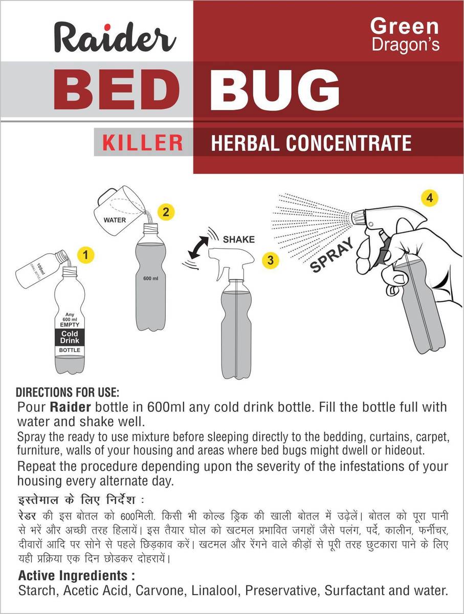 Green Dragon 'Raider' Bed Bug Killer Concentrate Make 600 Ml Ready to Use — photo 5
