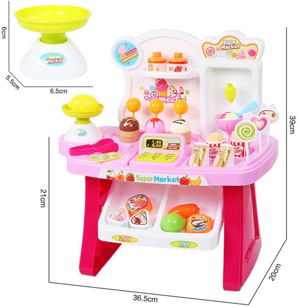 Children Mini Supermarket Playset Pretend Shopping Market Play Stand Groceries Toy with Light and Sound Effects Early Education Intelligence Develop for kids Girl Gifts — photo 4