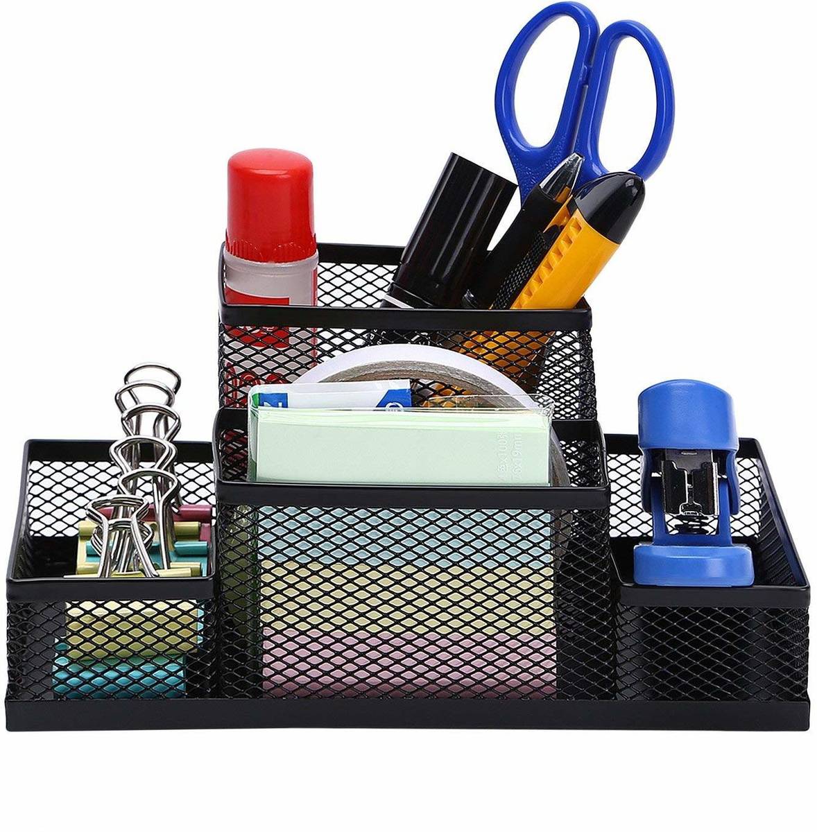 4 Compartments metal Mesh Desktop Organizer Pen and Pencil Stationery Storage Holder