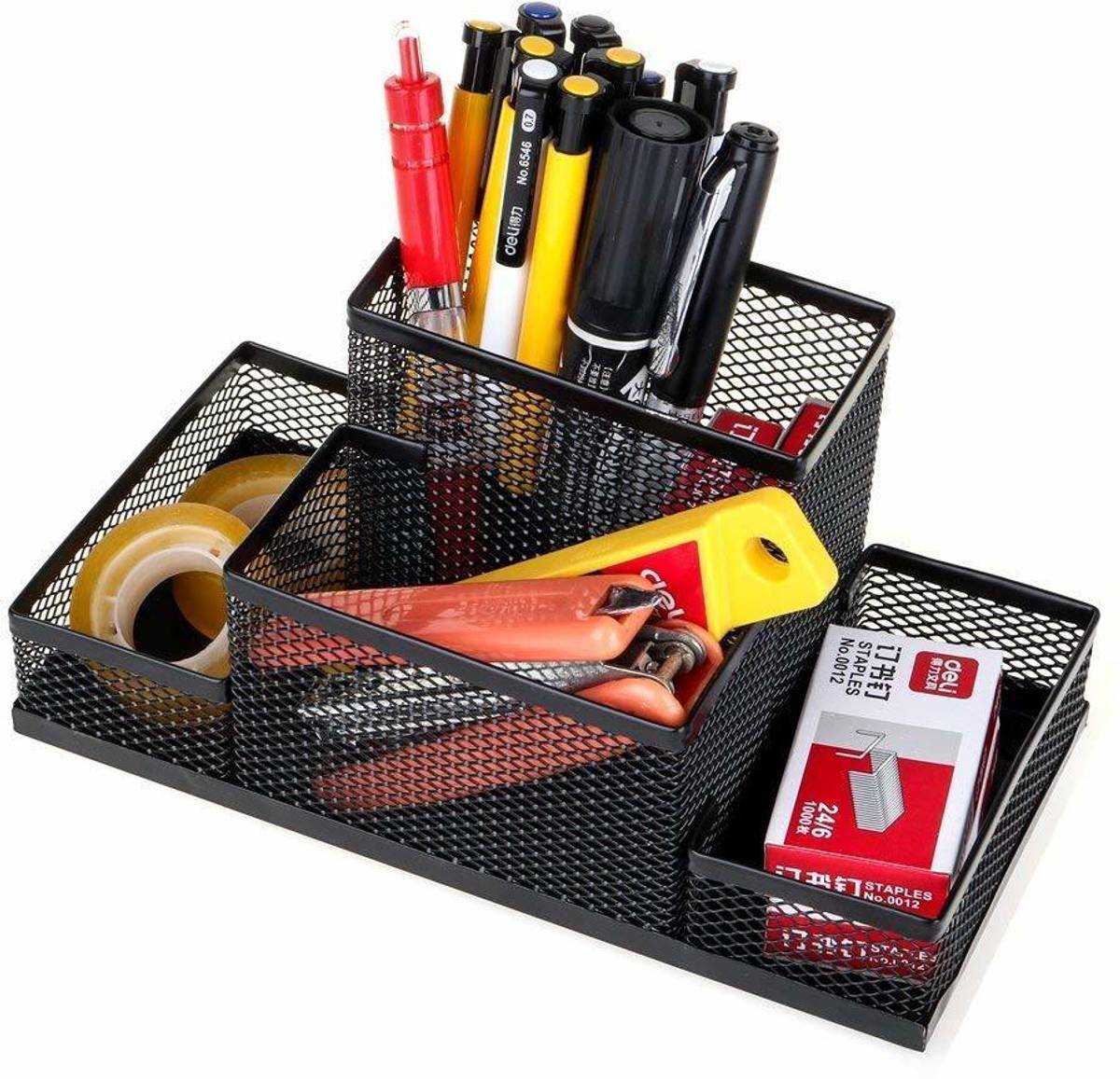 4 Compartments metal Mesh Desktop Organizer Pen and Pencil Stationery Storage Holder — photo 3
