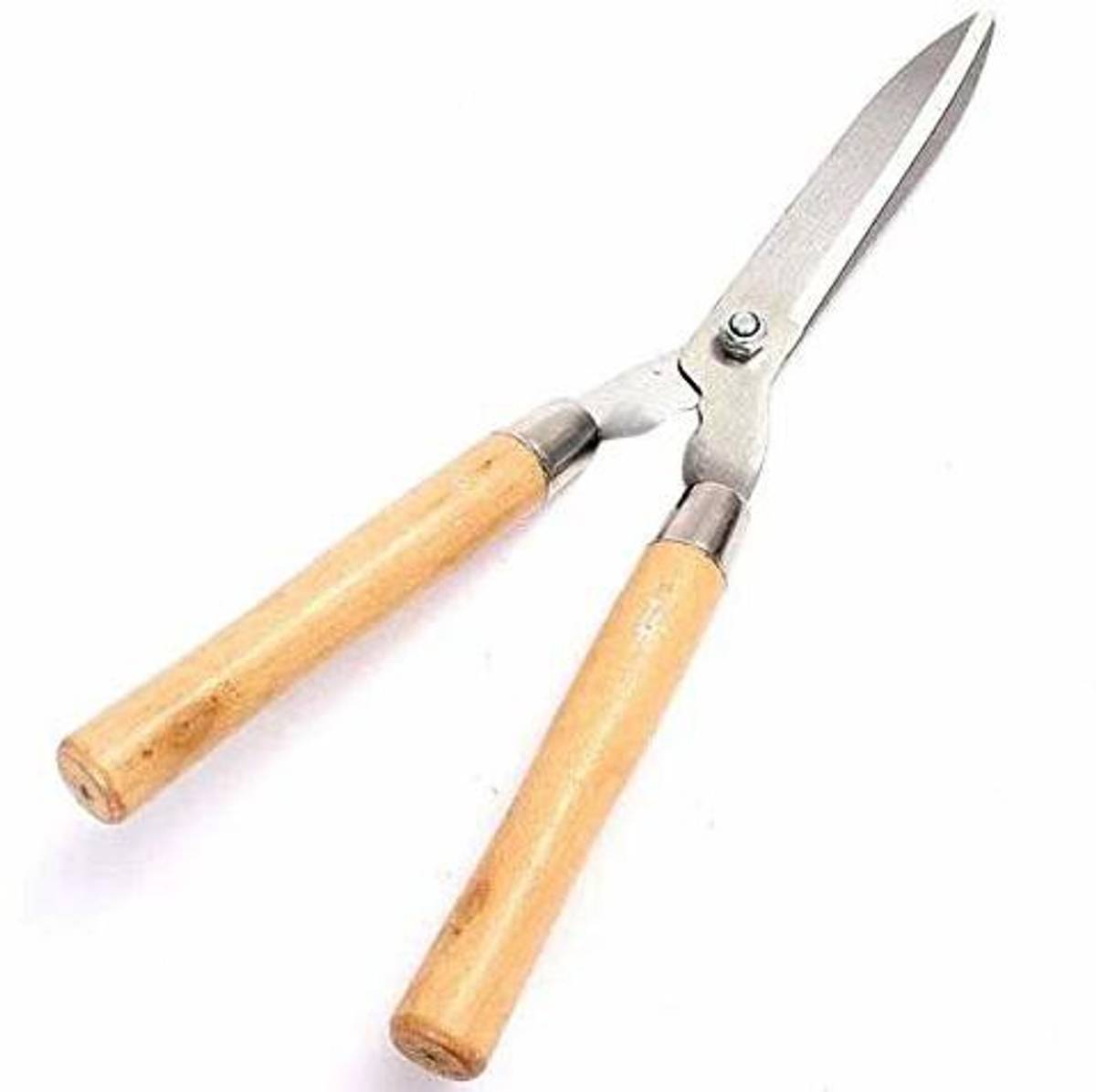 Green India Ergonomic Wooden Handle Hedge Shears, Bush Clipper Hedge Shear