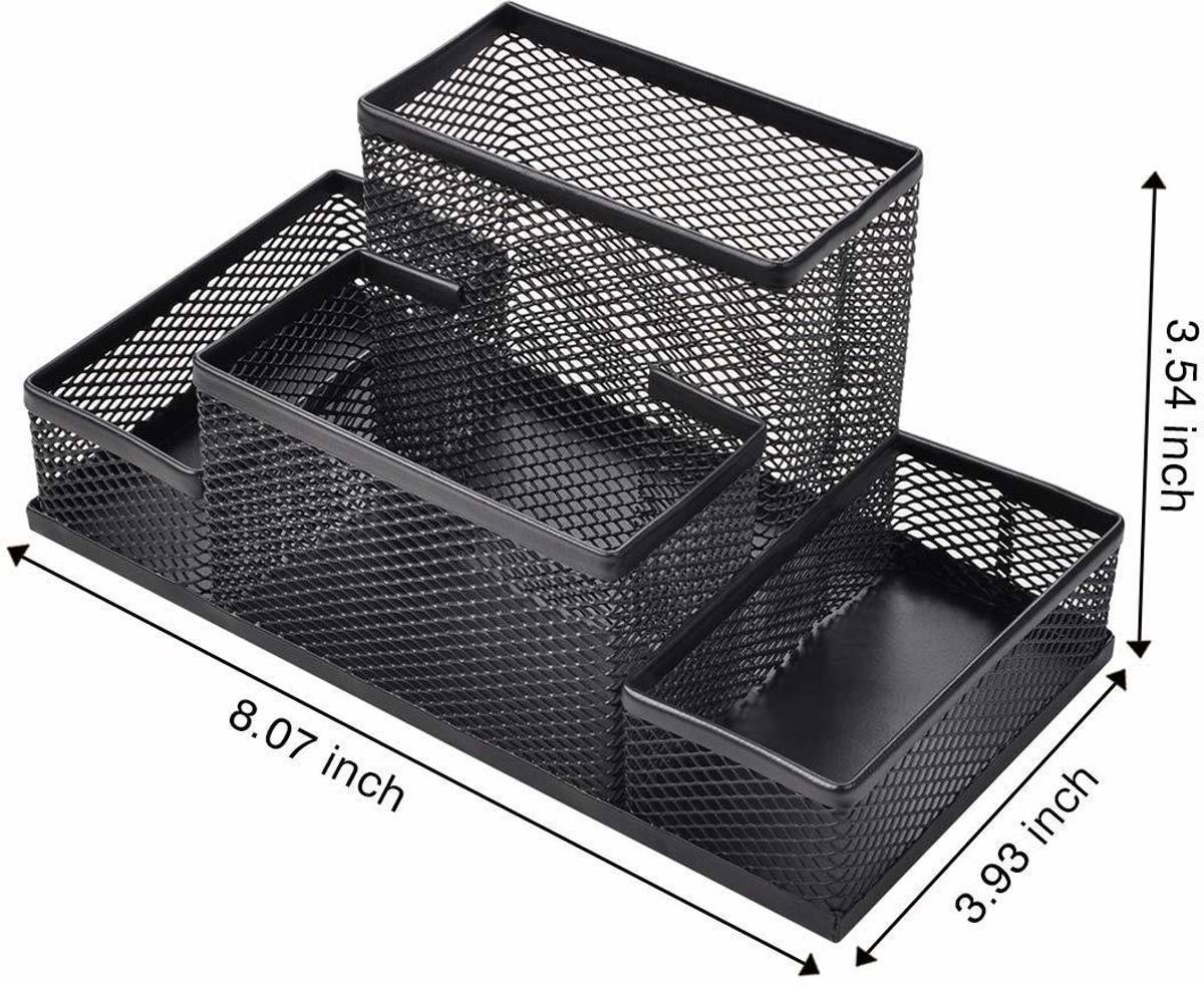 4 Compartments metal Mesh Desktop Organizer Pen and Pencil Stationery Storage Holder — photo 2