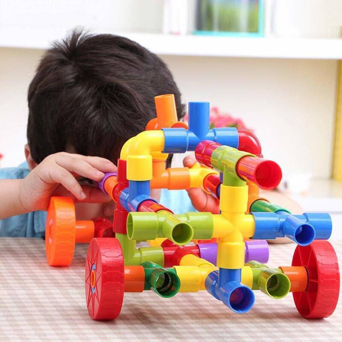 AEXONIZ TOYS Plastic 85 Piece Pipe Puzzle Shape Building Block Set for 3-8 Years Old Kids Children