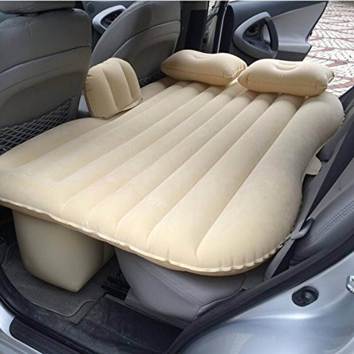 LAVITRA Inflatable Travel Car Bed Air Sofa with Two Inflatable Pillow pump storage bag Car sleeping beds for kids and adults Car Inflatable Bed
