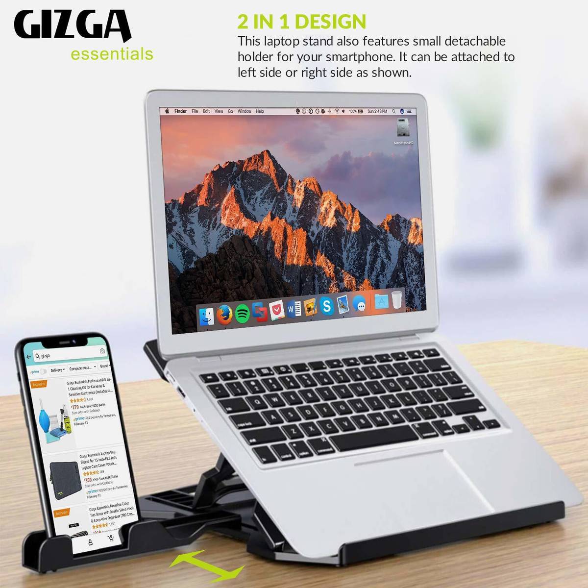 Portable upto 15.6-Inch Laptops Notebook MacBook Air Pro with Mobile Holder Portable Laptop Stand with Mobile Holder for All sizes upto 12-15.6 Inch Laptops Plastic Laptop Stand with Adjustable Height Compatible with Universal Laptops — photo 2