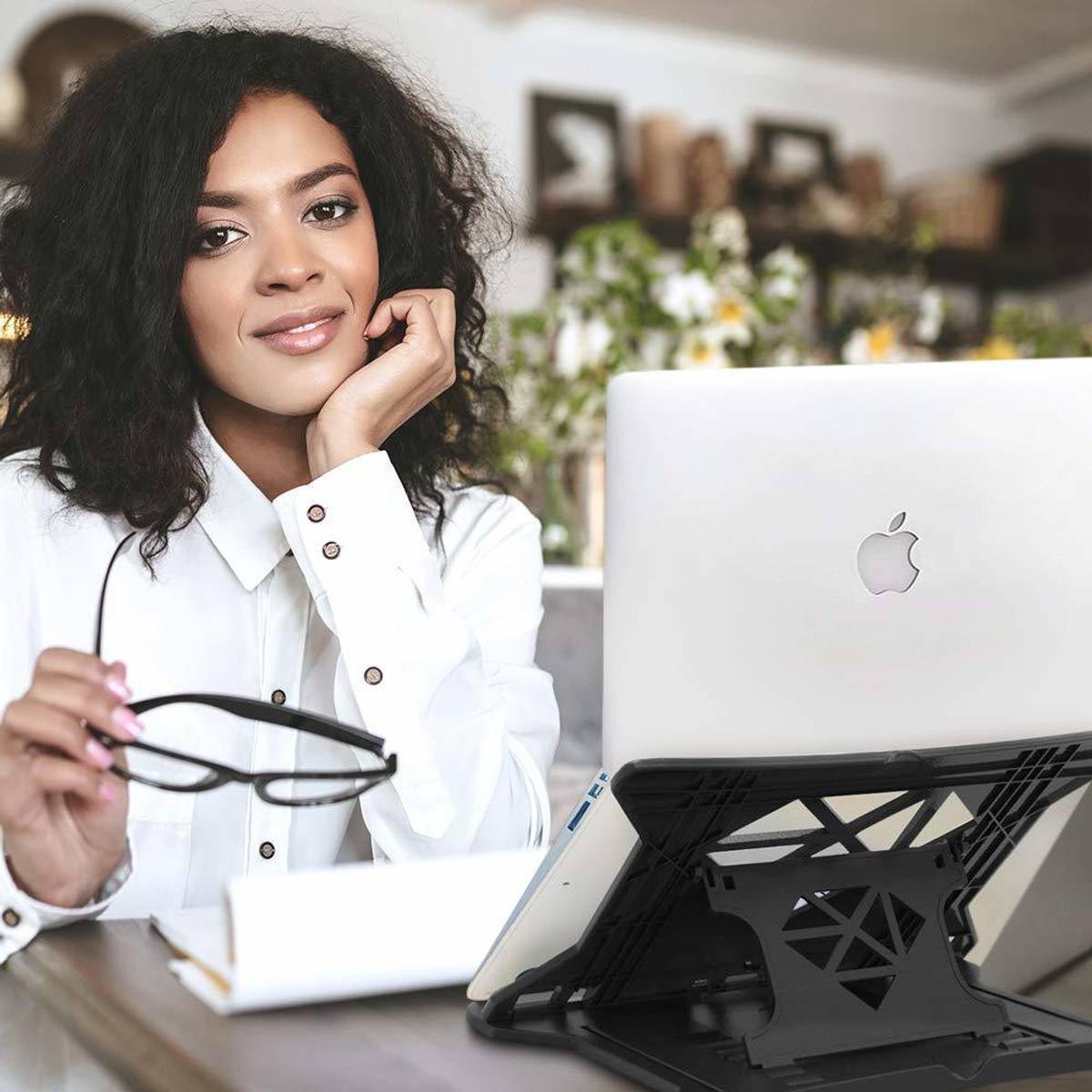 STRIFF Adjustable Laptop Stand, Ventilated, Portable, Foldable with Phone Stand Plastic Rotatable Laptop Stand with Adjustable Height Compatible with Universal Laptops — photo 5