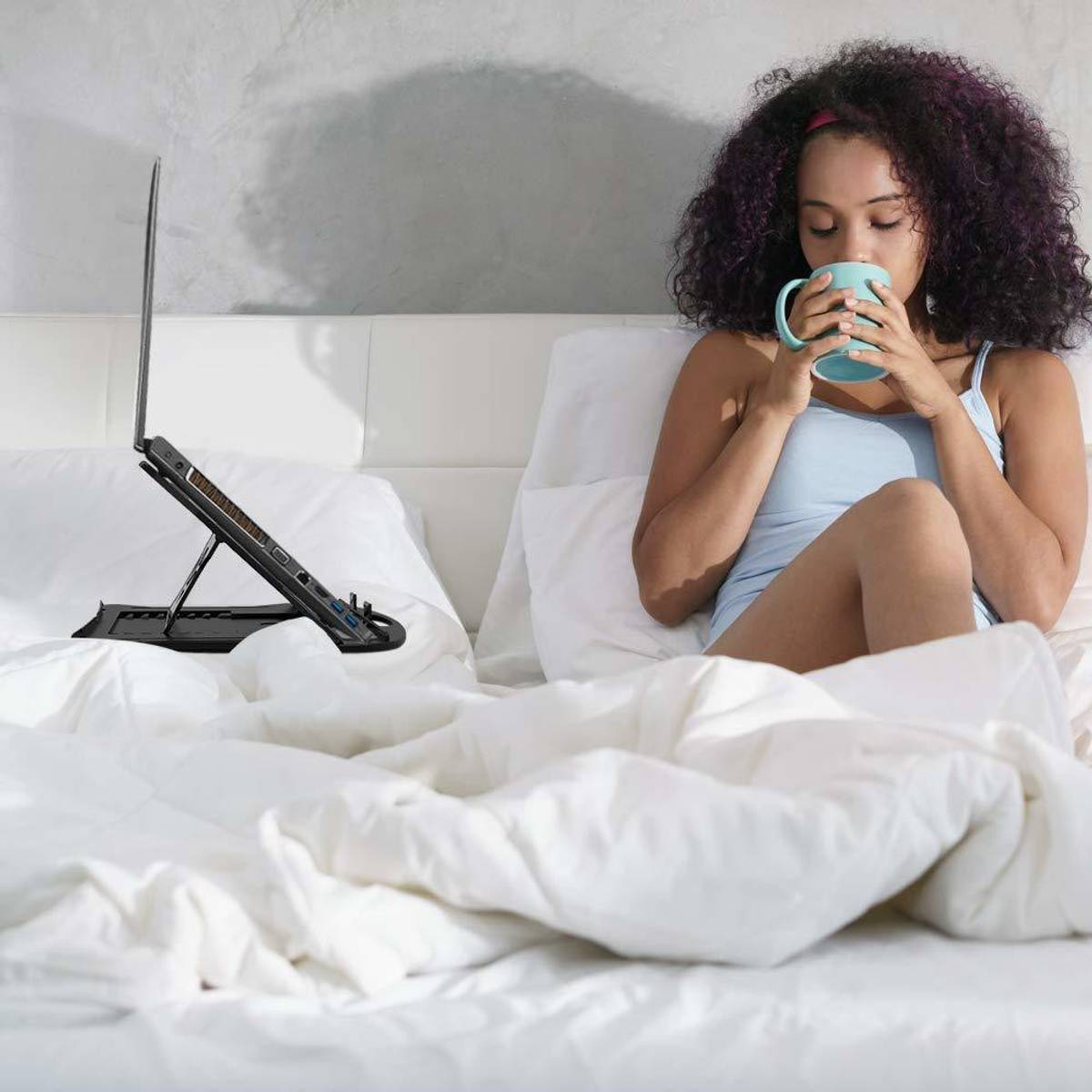 STRIFF Adjustable Laptop Stand, Ventilated, Portable, Foldable with Phone Stand Plastic Rotatable Laptop Stand with Adjustable Height Compatible with Universal Laptops — photo 4