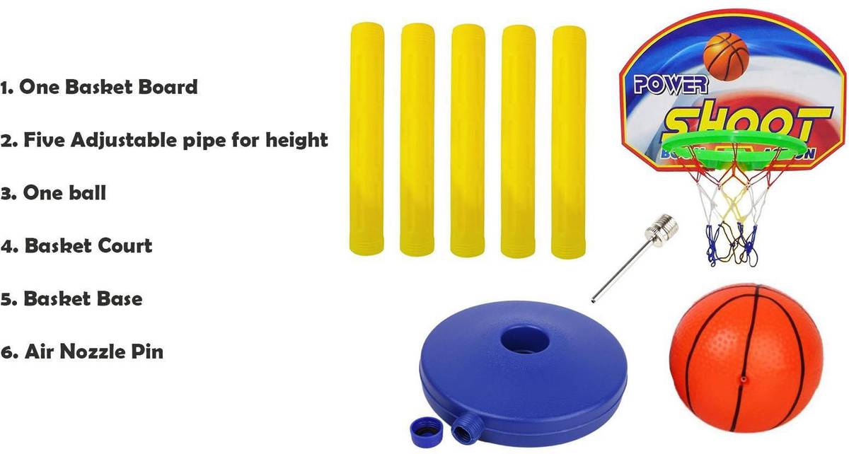 Synlark Basket Balls for Kids, Height Adjustable Kit Indoor and Outdoor Game Basketball Net (Multicolor) Basketball — photo 2