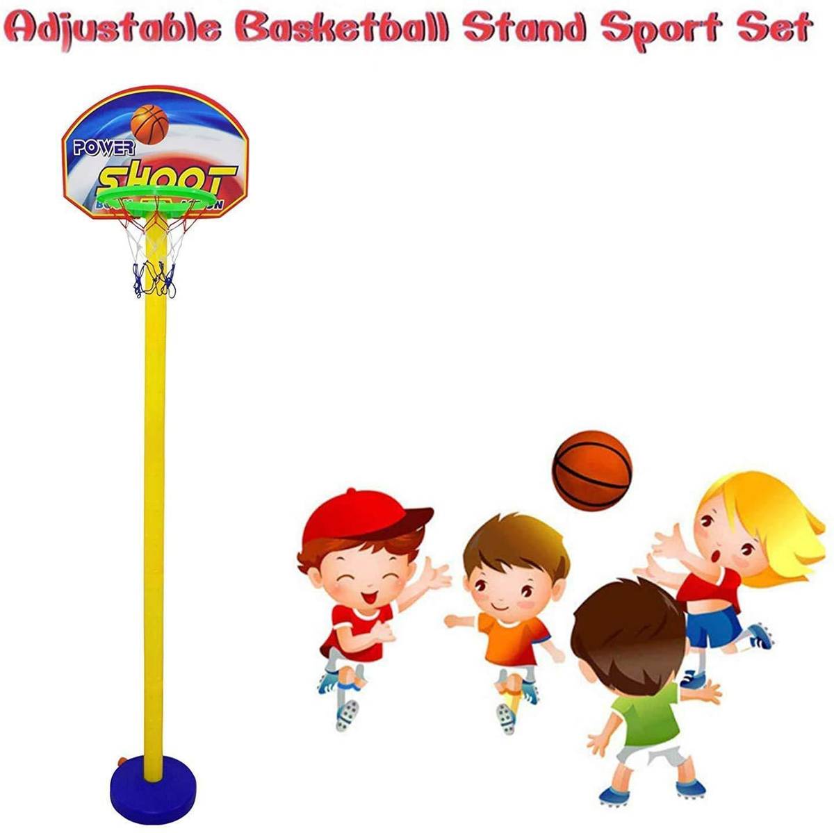 Synlark Basket Balls for Kids, Height Adjustable Kit Indoor and Outdoor Game Basketball Net (Multicolor) Basketball — photo 5