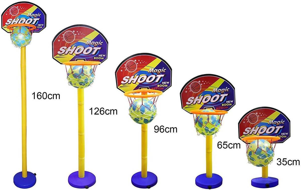 Synlark Basket Balls for Kids, Height Adjustable Kit Indoor and Outdoor Game Basketball Net (Multicolor) Basketball — photo 3