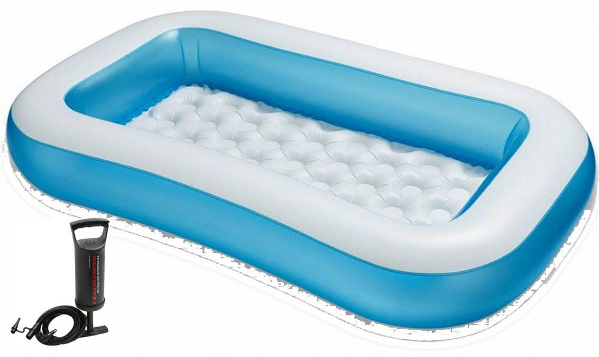 TUSHIKA INFLATABLE 6FT RECTANGLE SWIM POOL BATH TUB WITH PUMP FOR KIDS AND BABIES
