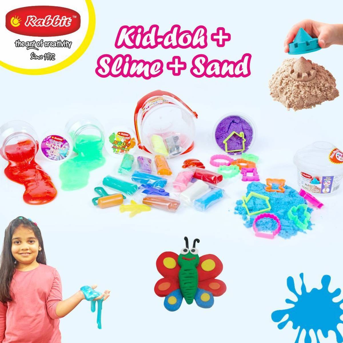Kid Doh Classic Bucket|+Play Sand box|+Play Slime boxes|+Play Clay 8 Colors|Play Doh Clay|Sand for Kids|Sand Slime|Play Doh Slime|Sand Clay Set|Slime for Kids|Play Sand for Kids|Play Doh|Fun with Slime|Play Slime for Kids|Play Doh Sand|Ideal Age 3+| Multicolor Putty Toy — photo 2