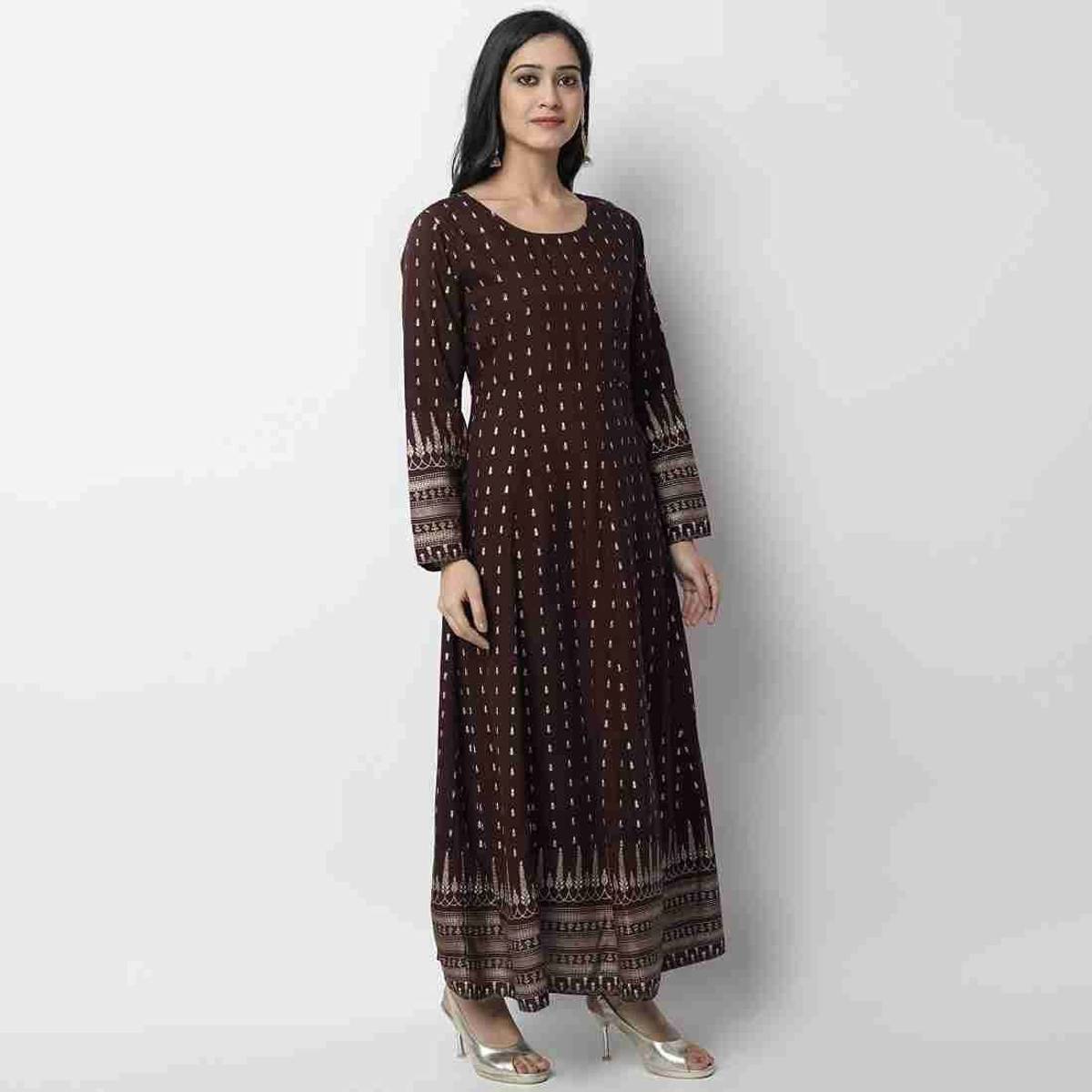 Women A-line Brown Ankle Length Dress — photo 3