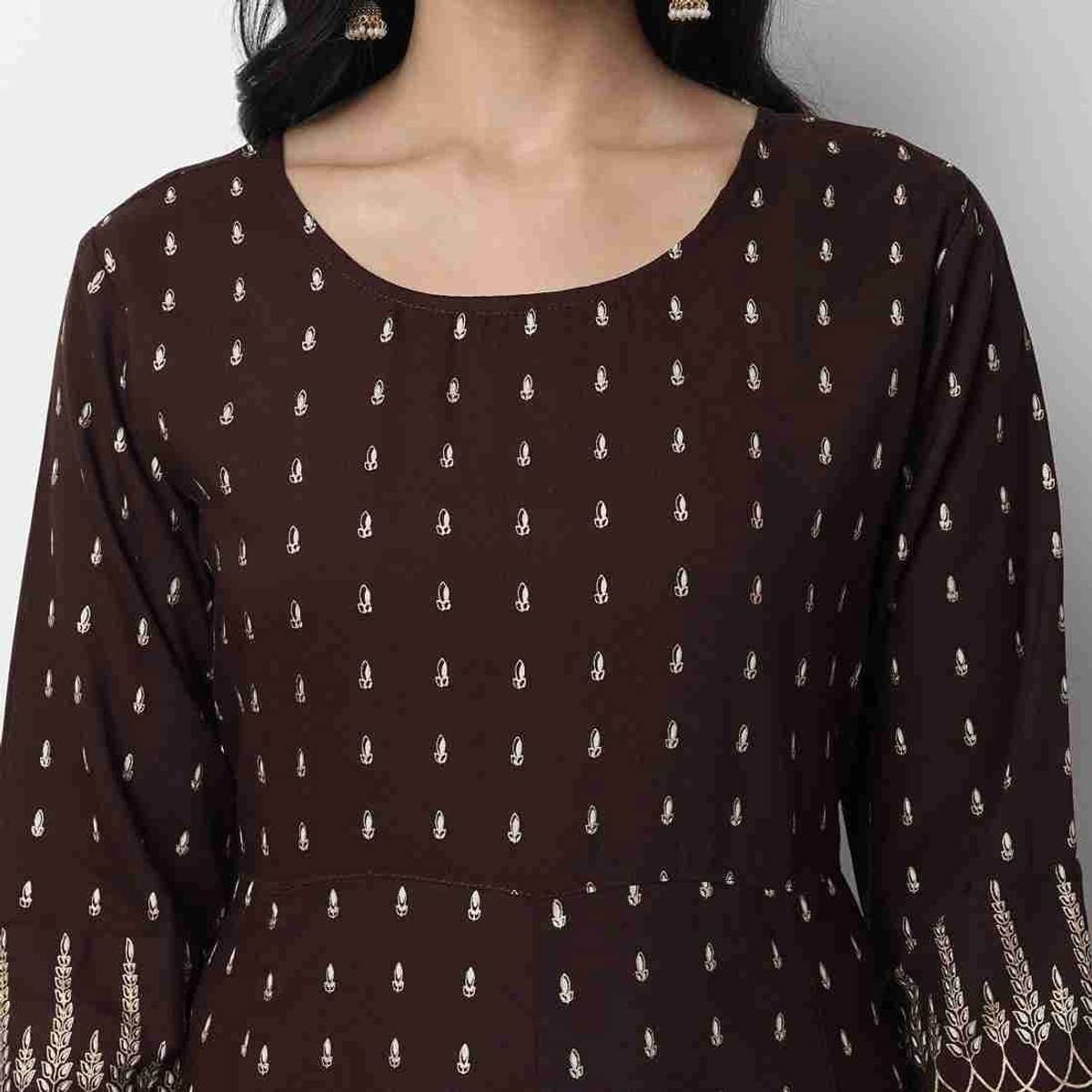 Women A-line Brown Ankle Length Dress — photo 2