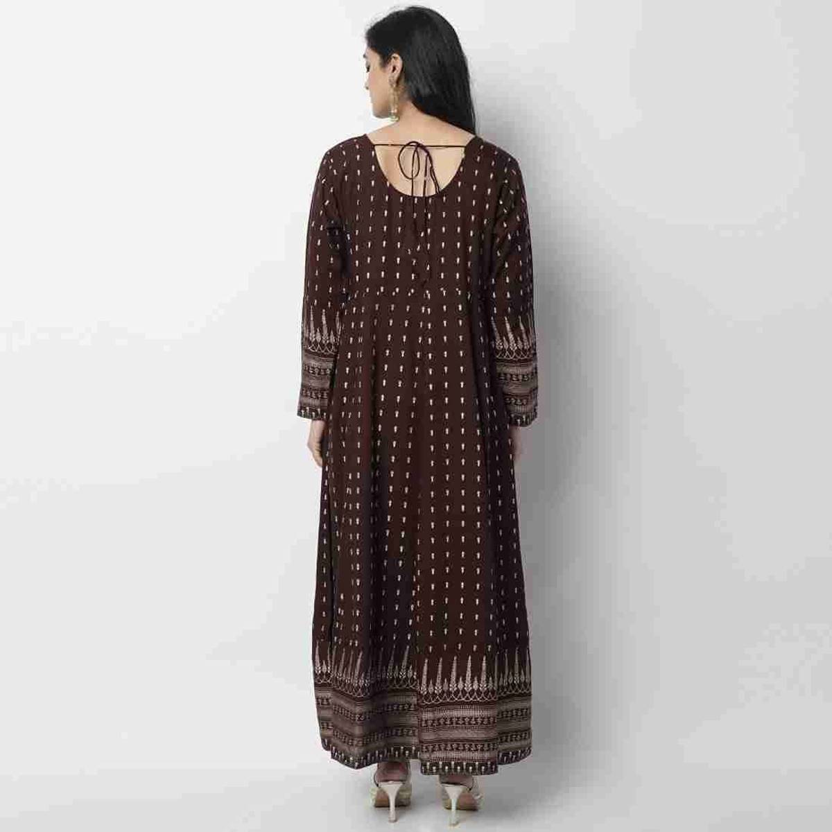 Women A-line Brown Ankle Length Dress — photo 4