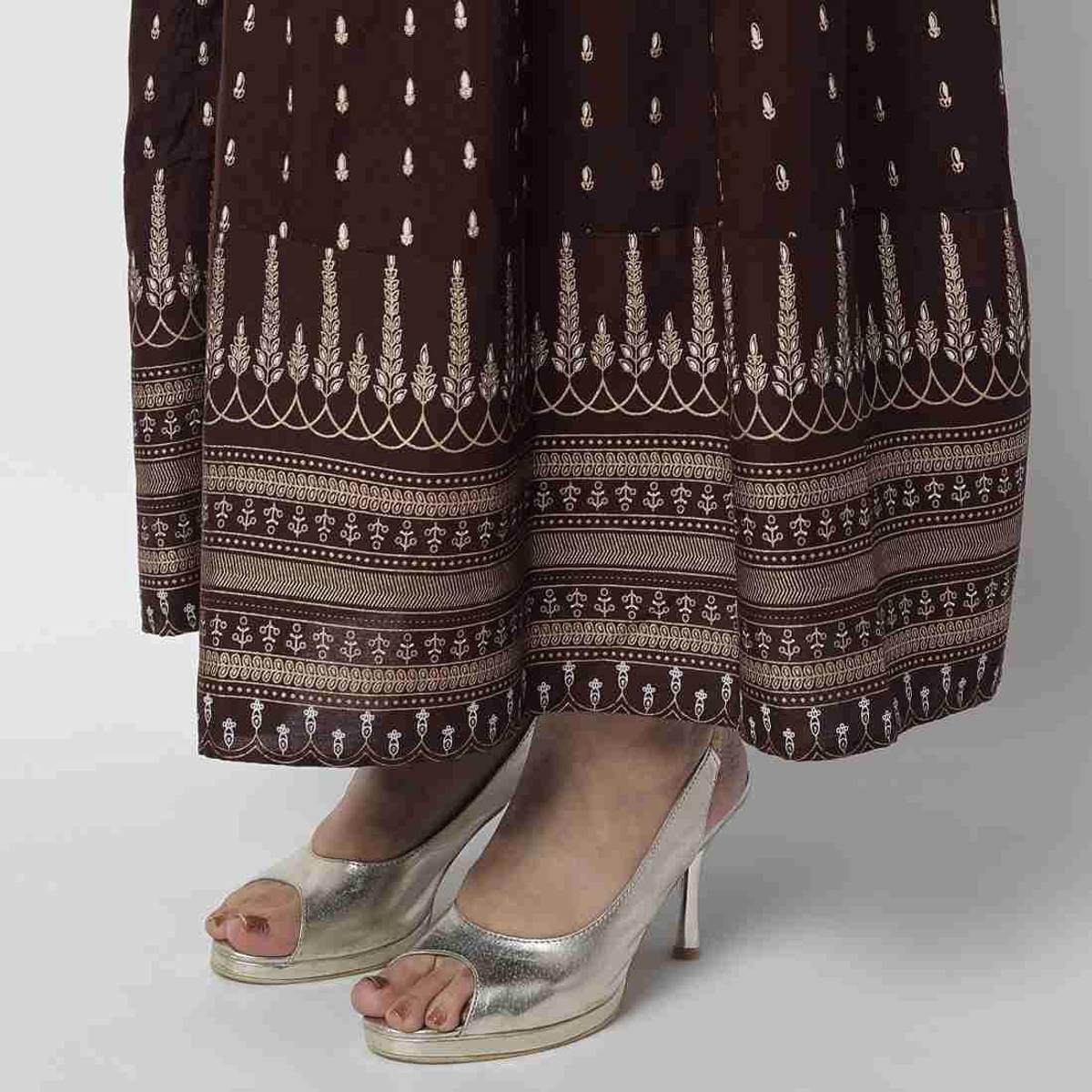 Women A-line Brown Ankle Length Dress — photo 5