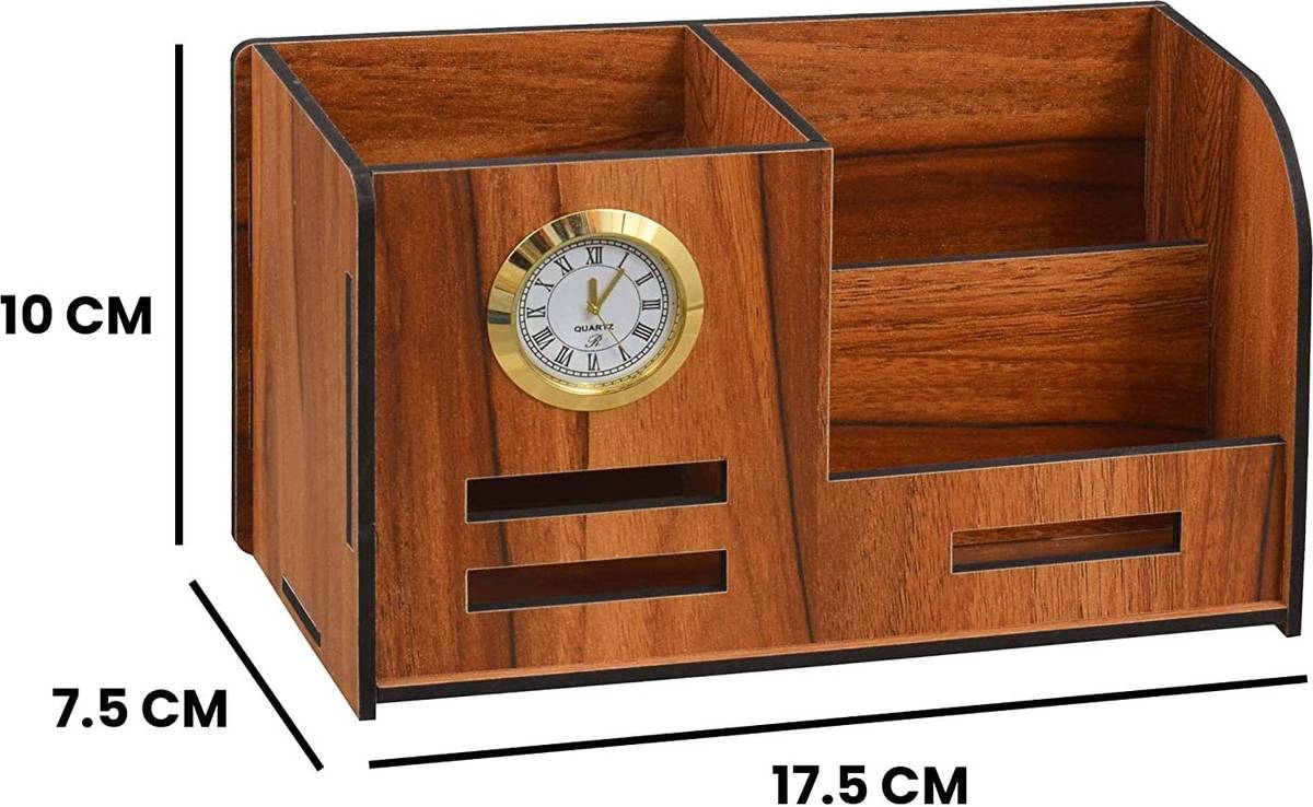 3 Compartments wooden pen and card stand — photo 3