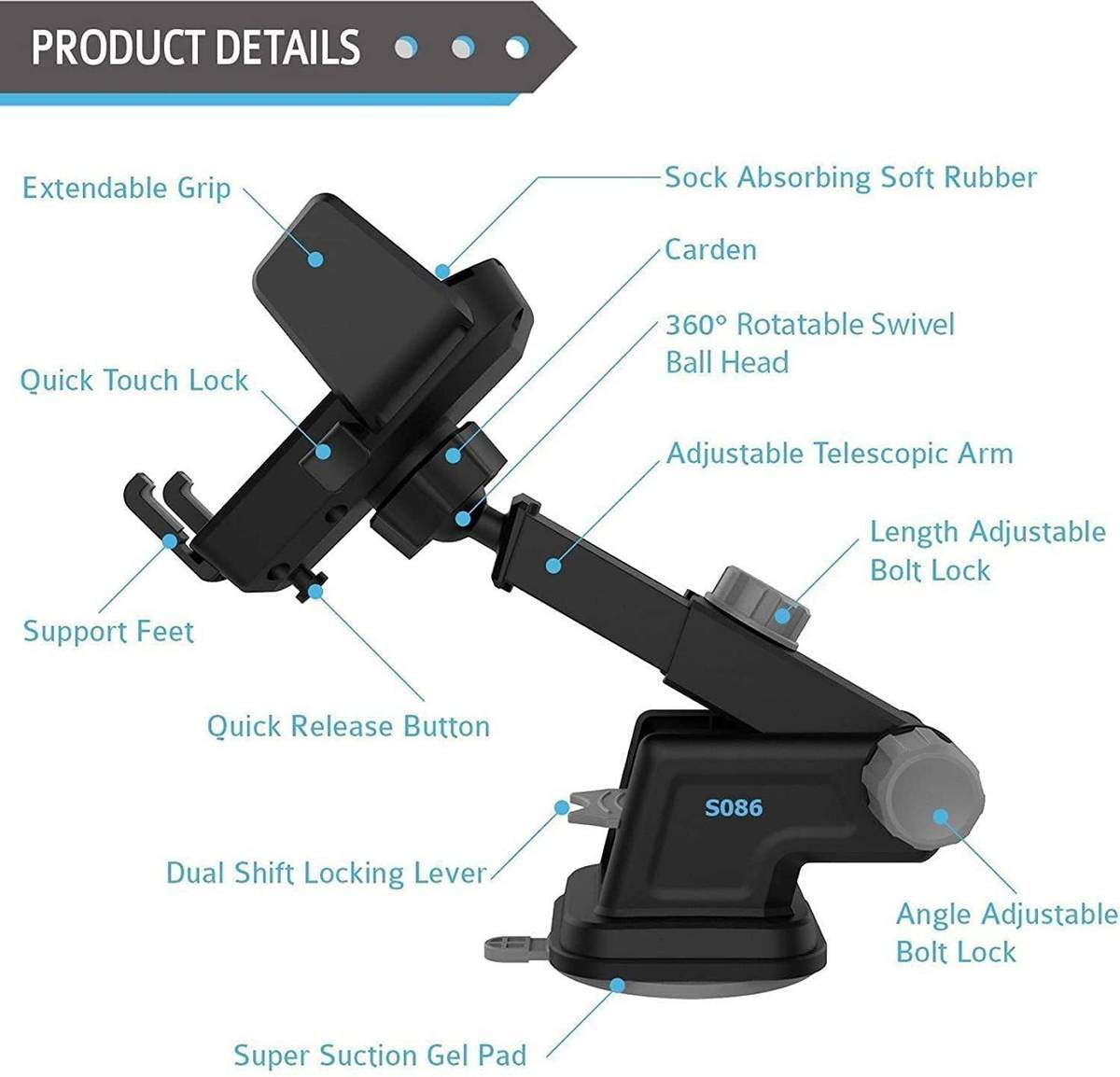rkm Car Mobile Holder for Dashboard, Windshield — photo 2