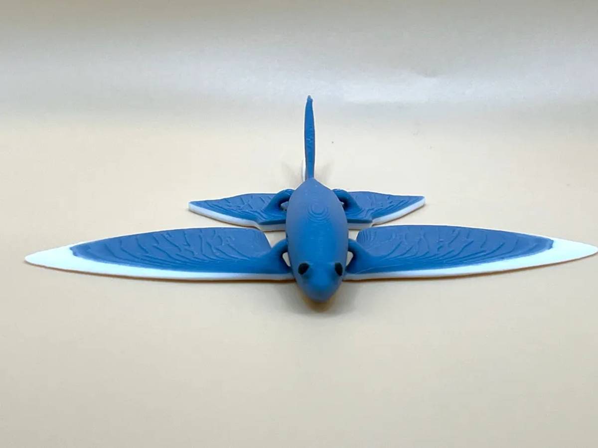 Articulated Flexi Blue And White Flying Fish 3D Printed Moving Joint Toy — photo 2