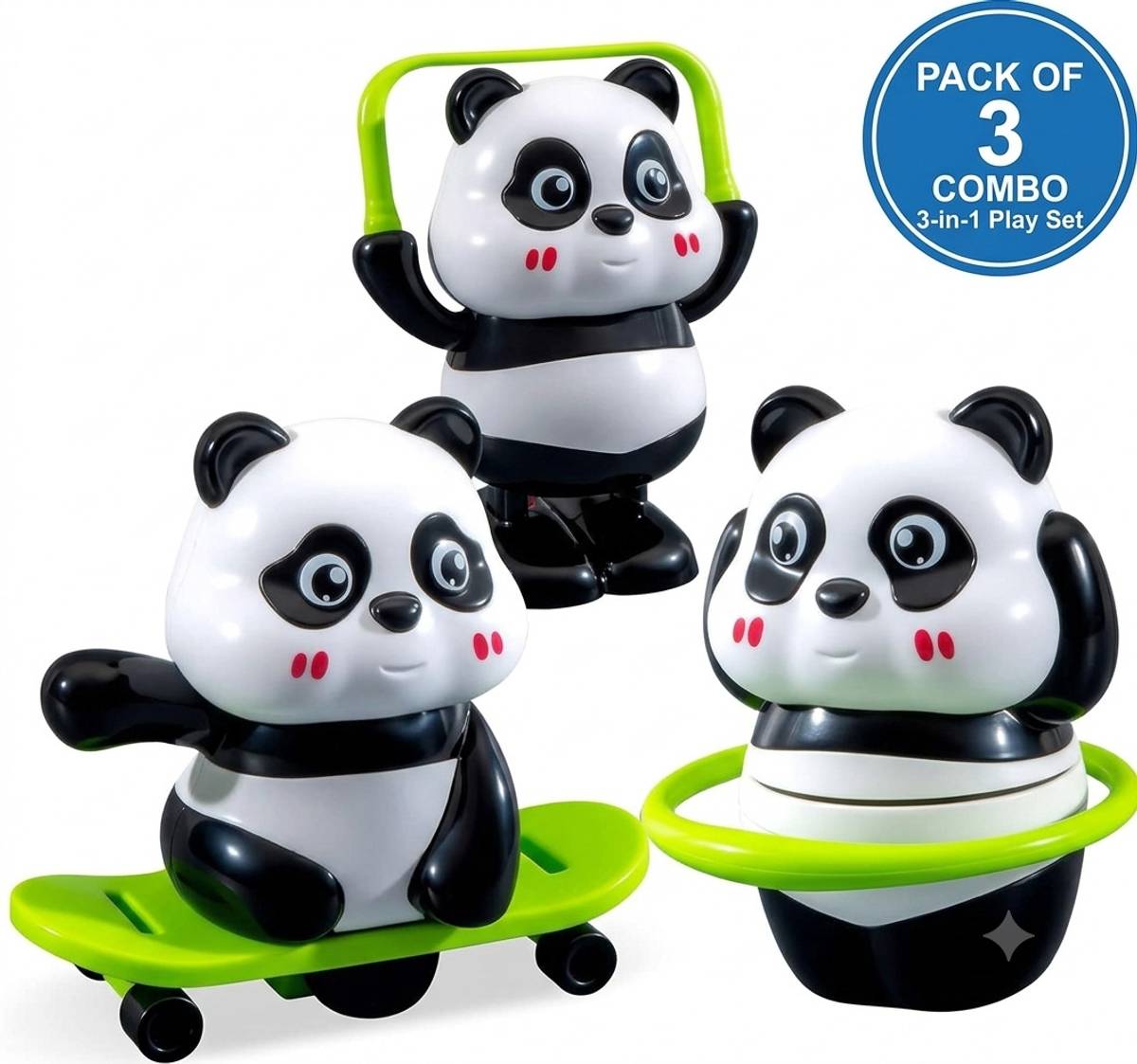 7u7 3 in 1 Panda Stunt Toy for Kids | Skateboard, Hula Hoop & Jump Rope Panda Toy