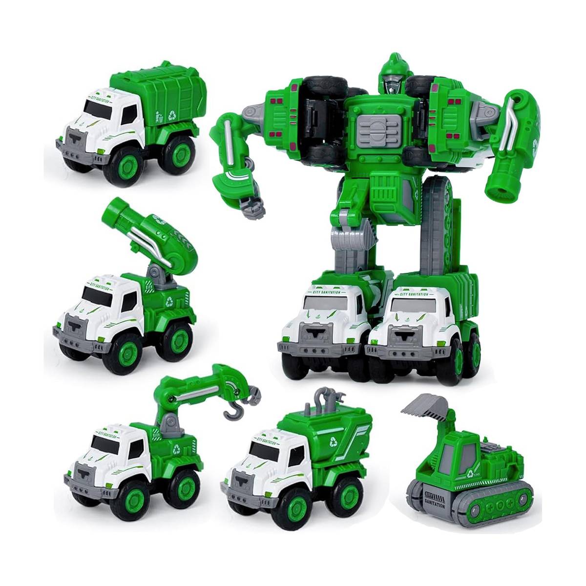 KIDOLOGY 5 in 1 Transforming Robot Sanitation Vehicle Toy for Kids Age 3+ Years