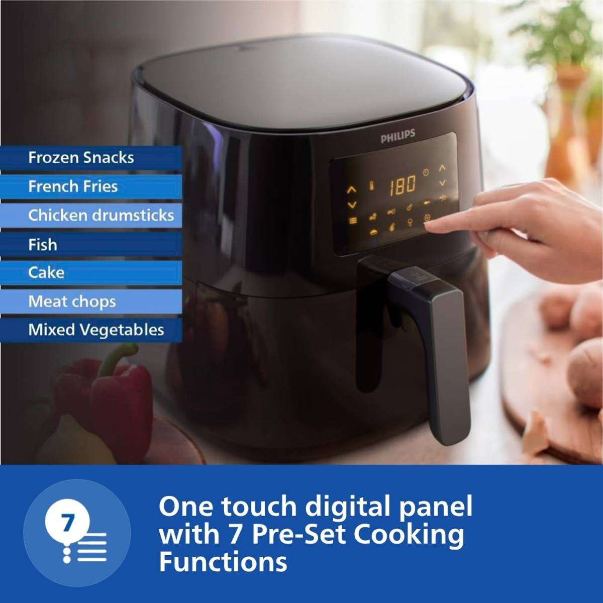 PHILIPS HD9252/90 with Touch Panel, uses up to 90% less fat, 7 Pre-set Menu, 1400W, 4.1 Ltr, with Rapid Air Technology Air Fryer — photo 3