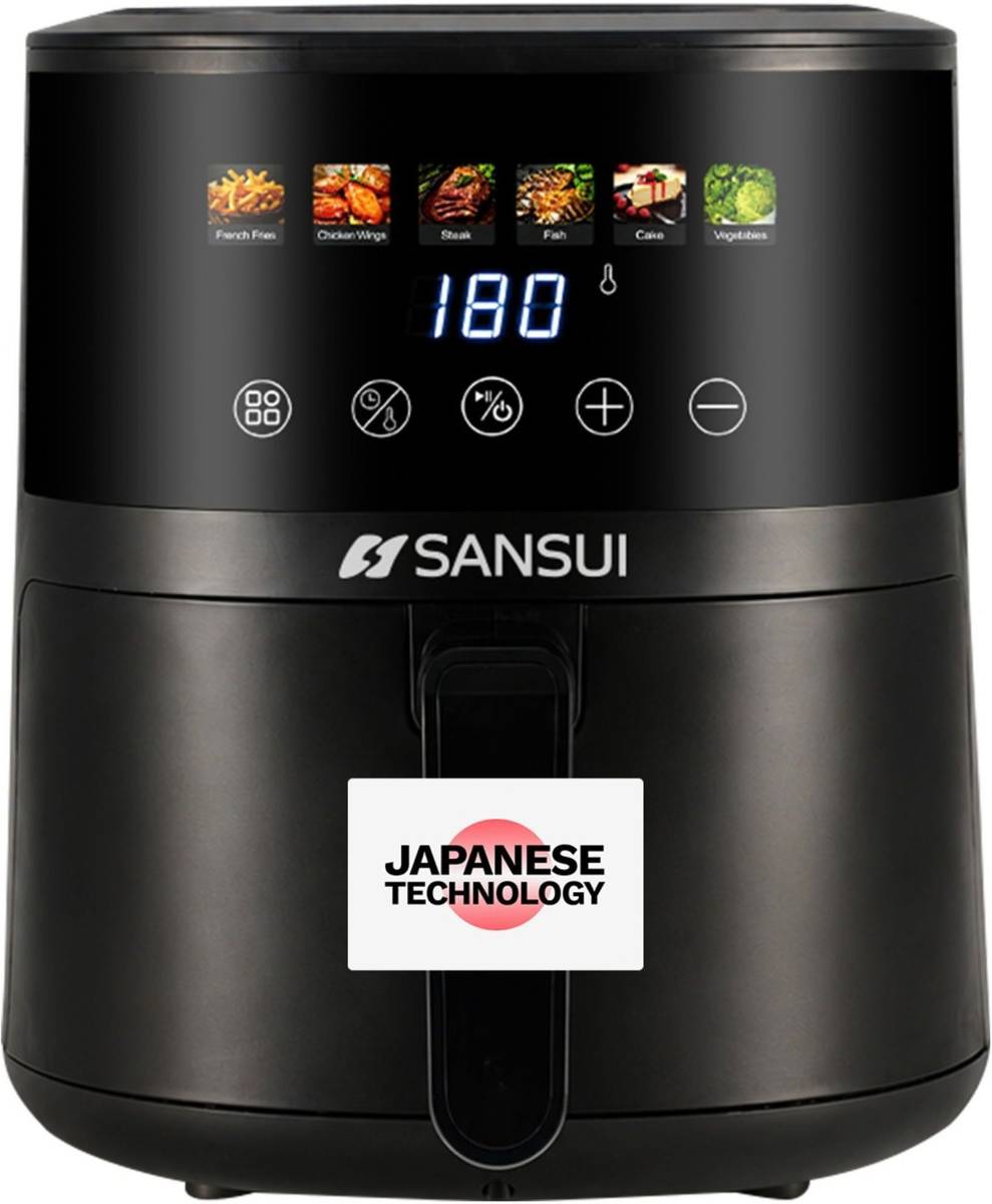 Sansui Kurkura Magic 5L With 85% Less Oil Consumption, Digital Touchscreen with Color Display, Non-Stick Basket Air Fryer