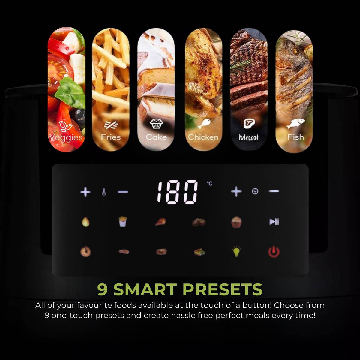 Vortx Digital Vision 6.3L | 1600W | 9 Preset Menus | Bake, Grill & Roast | Digital Touch Display | Rapid Air Circulation Technology | Glass Window with built-in Light | Adjustable Temperature & Timer | Up to 80% Less Oil Usage | Air Fryer — photo 4