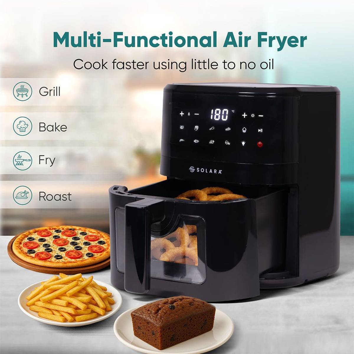 Solara Air Fryer 4.5L with See Through Window, 10 Preset Menus, 360 High Speed Air Circulation, Air Fryer — photo 3
