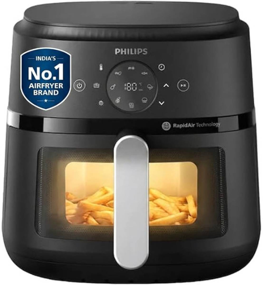PHILIPS NA231/00 with touch panel & Cooking window, uses up to 90% less fat, 1700W, with Rapid Air Technology Air Fryer