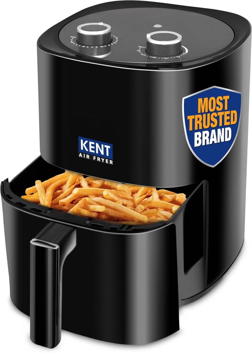 KENT Ultra Air Fryer 4L 1300W | Fry, Bake, Grill & Roast | Up to 80% Less Oil Usage | Rapid Heat Circulation | Adjustable Temperature Control Knob 80 to 200 | Auto Cut-Off Air Fryer