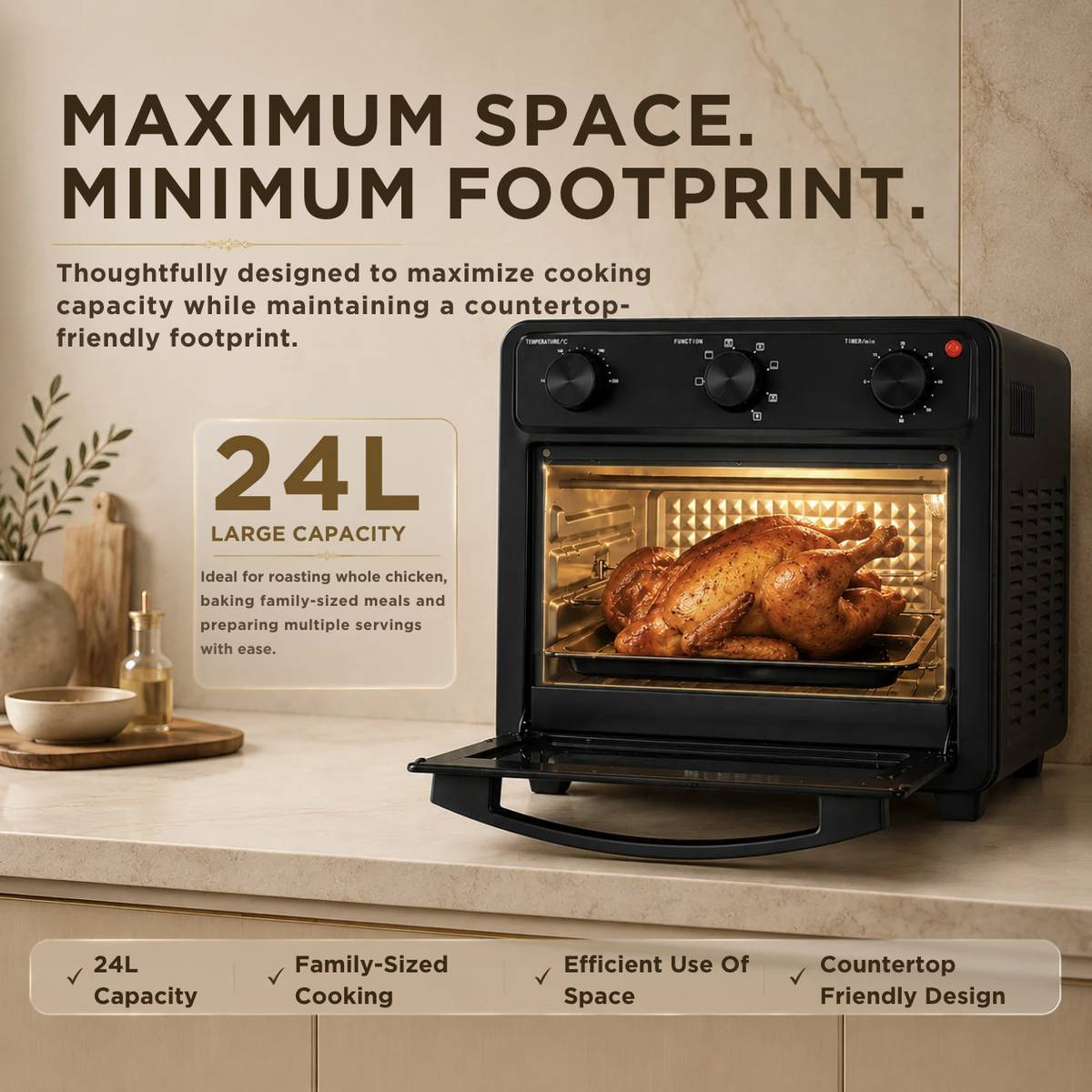 FAO CrispX Pro 24 BK 1500W, 5 Preset Auto Program, 3 Rack Positions Air Fryer — photo 2