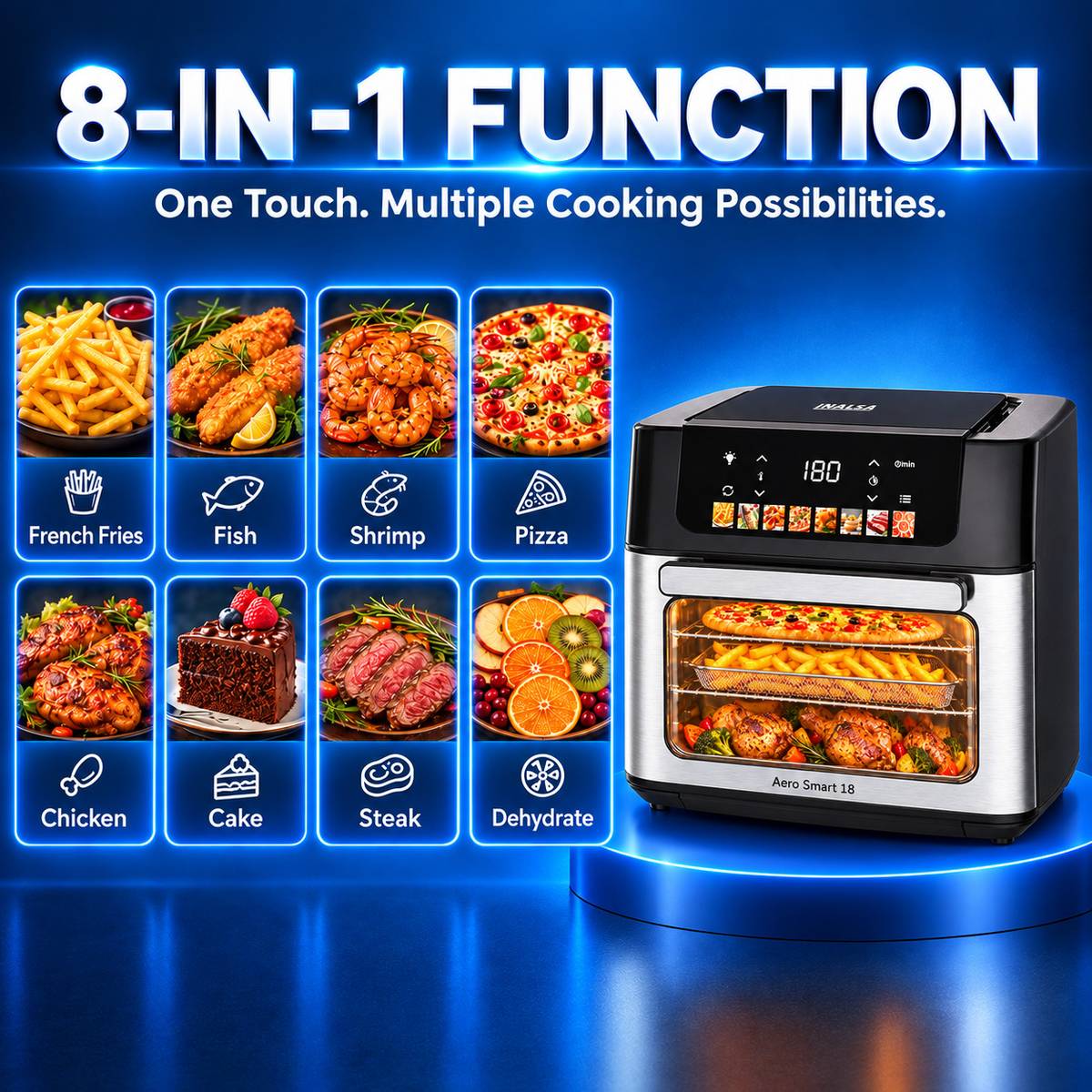 Aero Smart 18 |Oven|Roast, Reheat, Dehydrate, Bake ,Convection Rotisserie & Convection,10 Accessories, Recipe Book-Black Air Fryer — photo 3