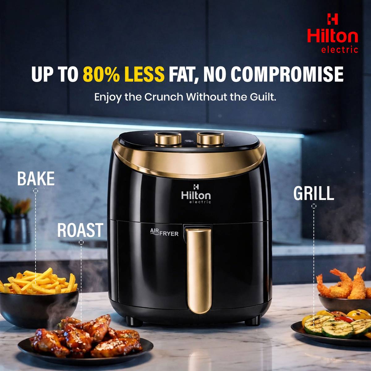 Electric Manual Air Fryer, Automatic Shut Off, 4.2 Litre Non-Stick Basket Air Fryer — photo 4