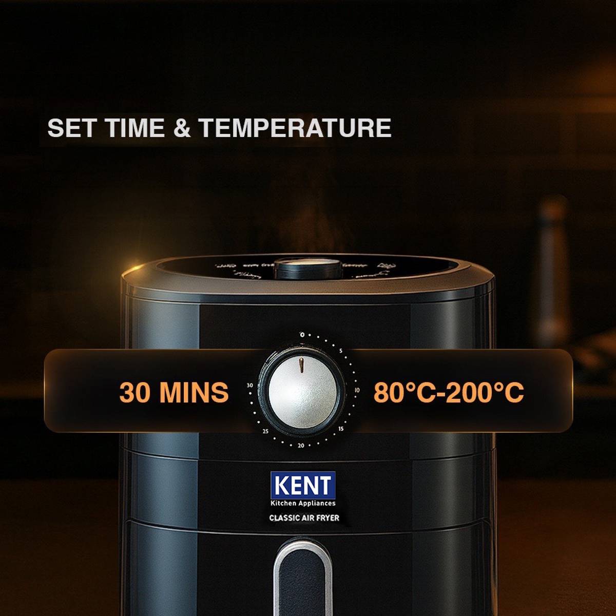 KENT Classic Hot Air Fryer 4L 1300 W | 80% Less Oil | Instant Electric Air Fryer | Auto Cut Off | Fry, Grill, Roast, Steam, and Bake | 1 Year Warranty | Black — photo 5