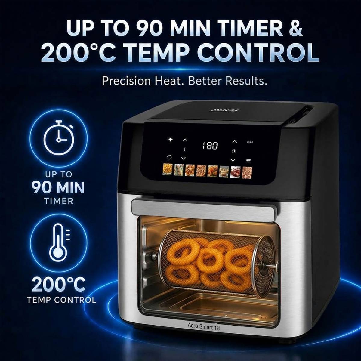 Aero Smart 18 |Oven|Roast, Reheat, Dehydrate, Bake ,Convection Rotisserie & Convection,10 Accessories, Recipe Book-Black Air Fryer — photo 4