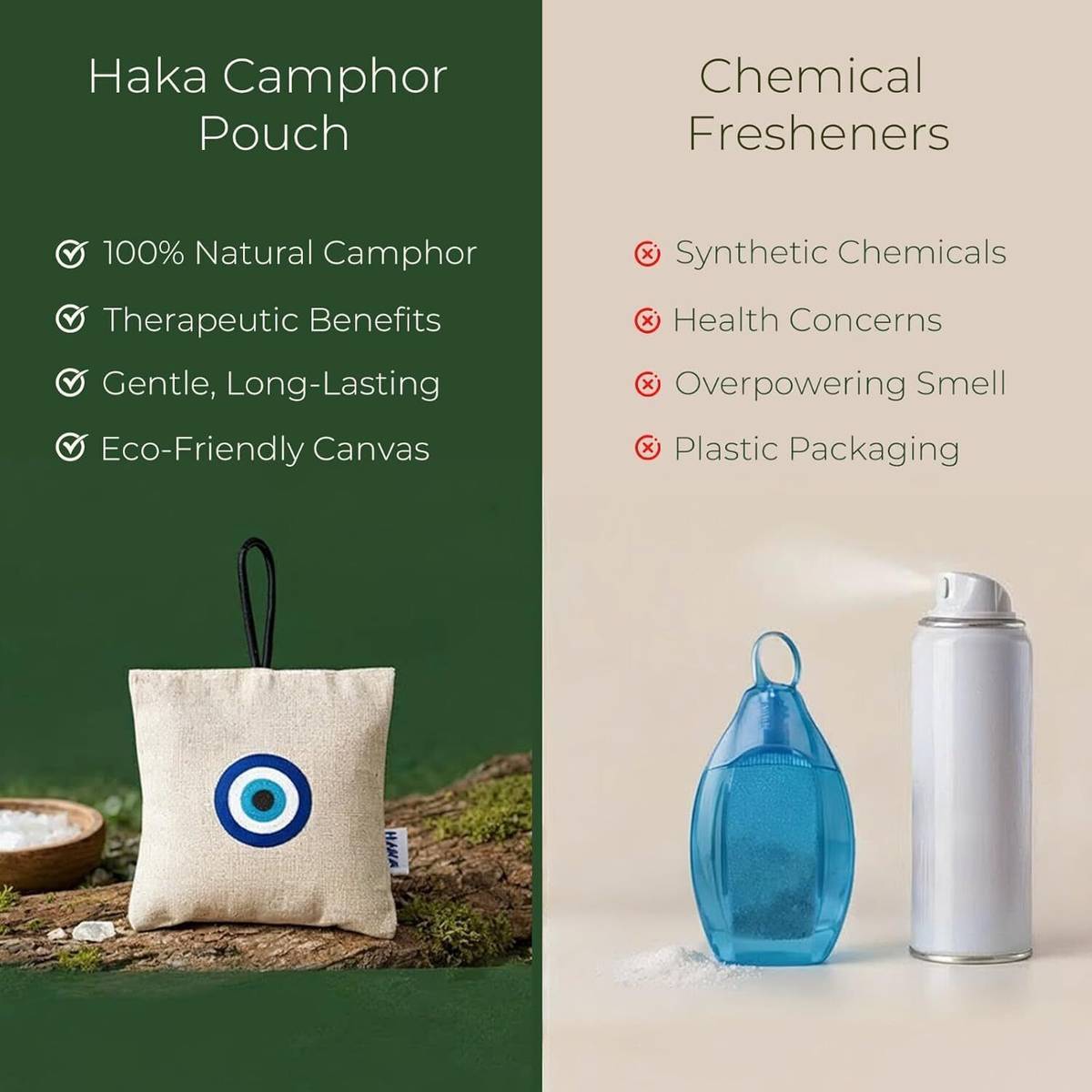 HAKA Natural Camphor Pouch Gift Pack of 3 | 100% Natural Air Freshener Car Air Purifier — photo 5