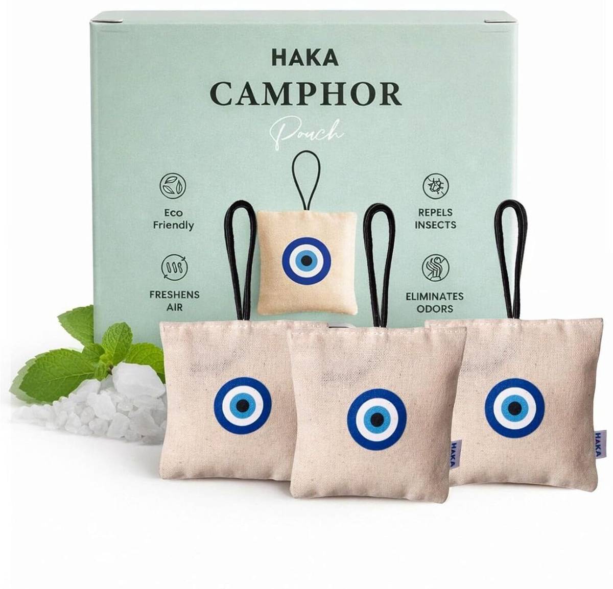 HAKA Natural Camphor Pouch Gift Pack of 3 | 100% Natural Air Freshener Car Air Purifier