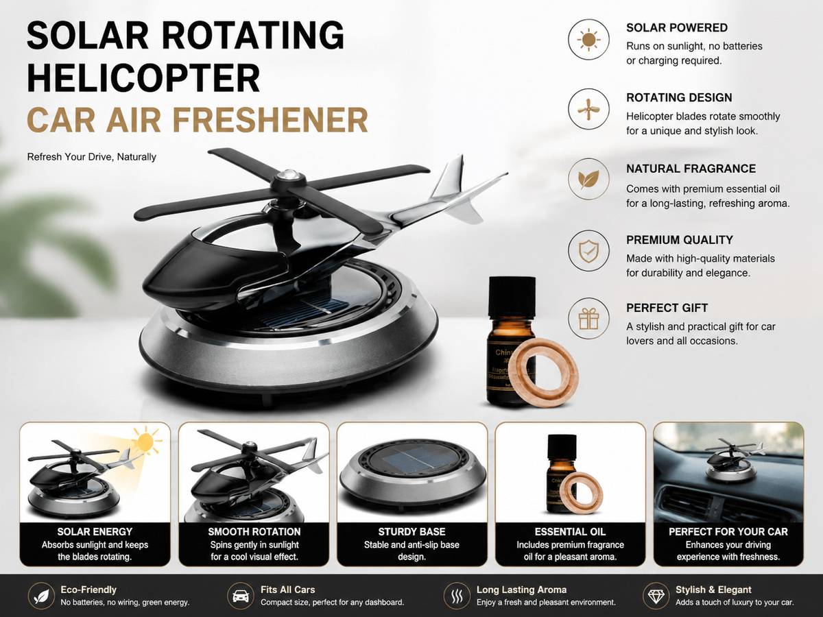 Fynity Helicopter Solar Car Air Freshener Car Air Purifier — photo 3
