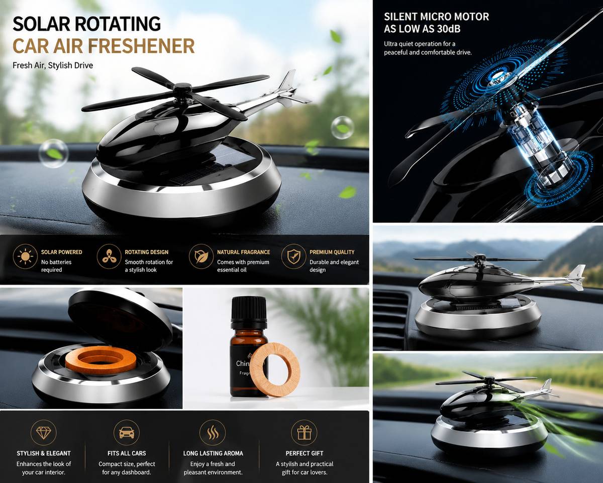 Fynity Helicopter Solar Car Air Freshener Car Air Purifier — photo 5