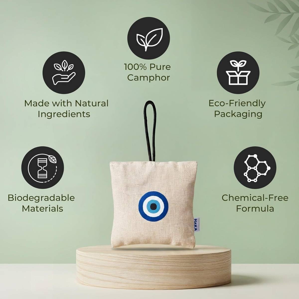 HAKA Natural Camphor Pouch Gift Pack of 3 | 100% Natural Air Freshener Car Air Purifier — photo 4