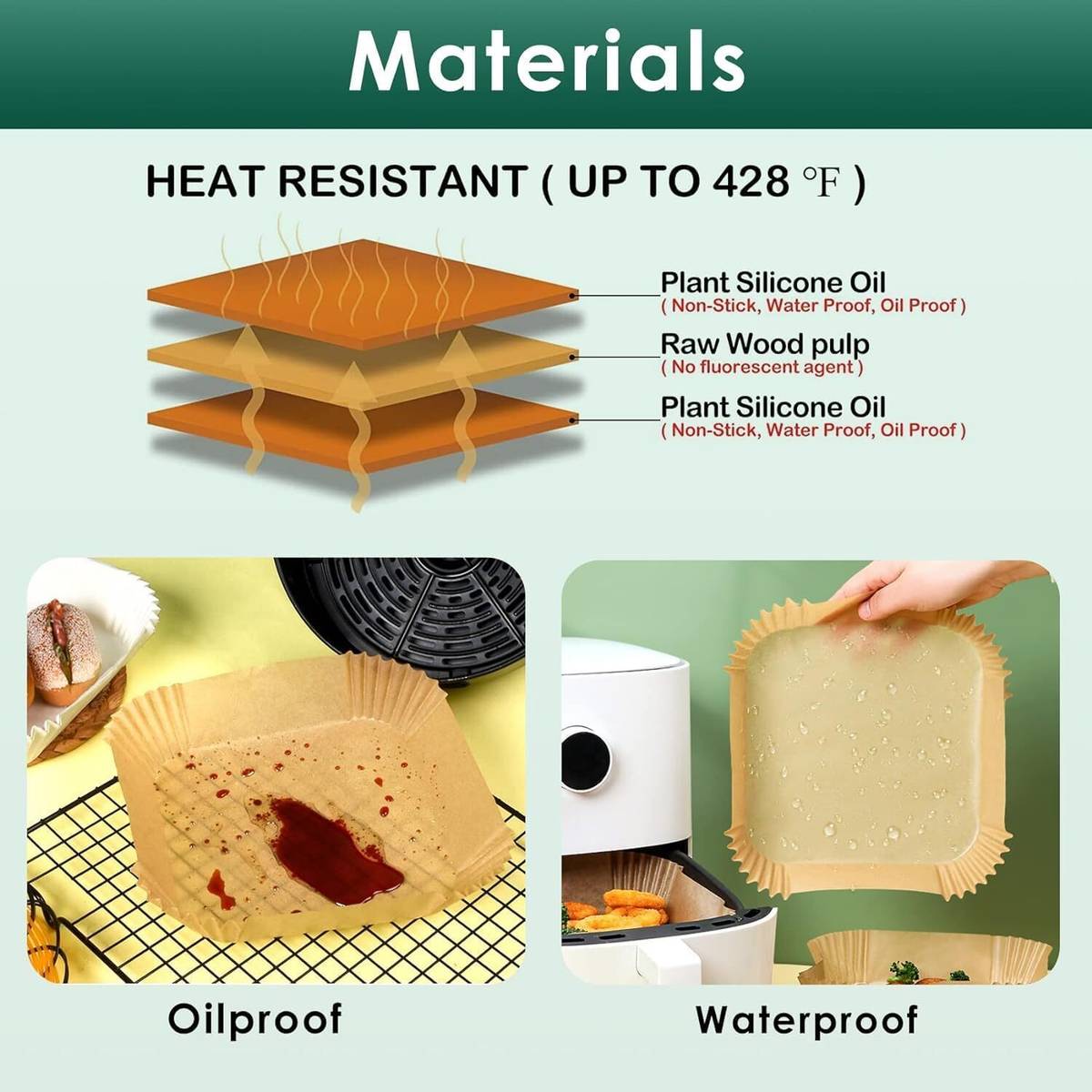 Air Fryer Parchment Paper Liners, 100 PCS Non-Stick Disposable Baking Paper, Air Fryer — photo 4