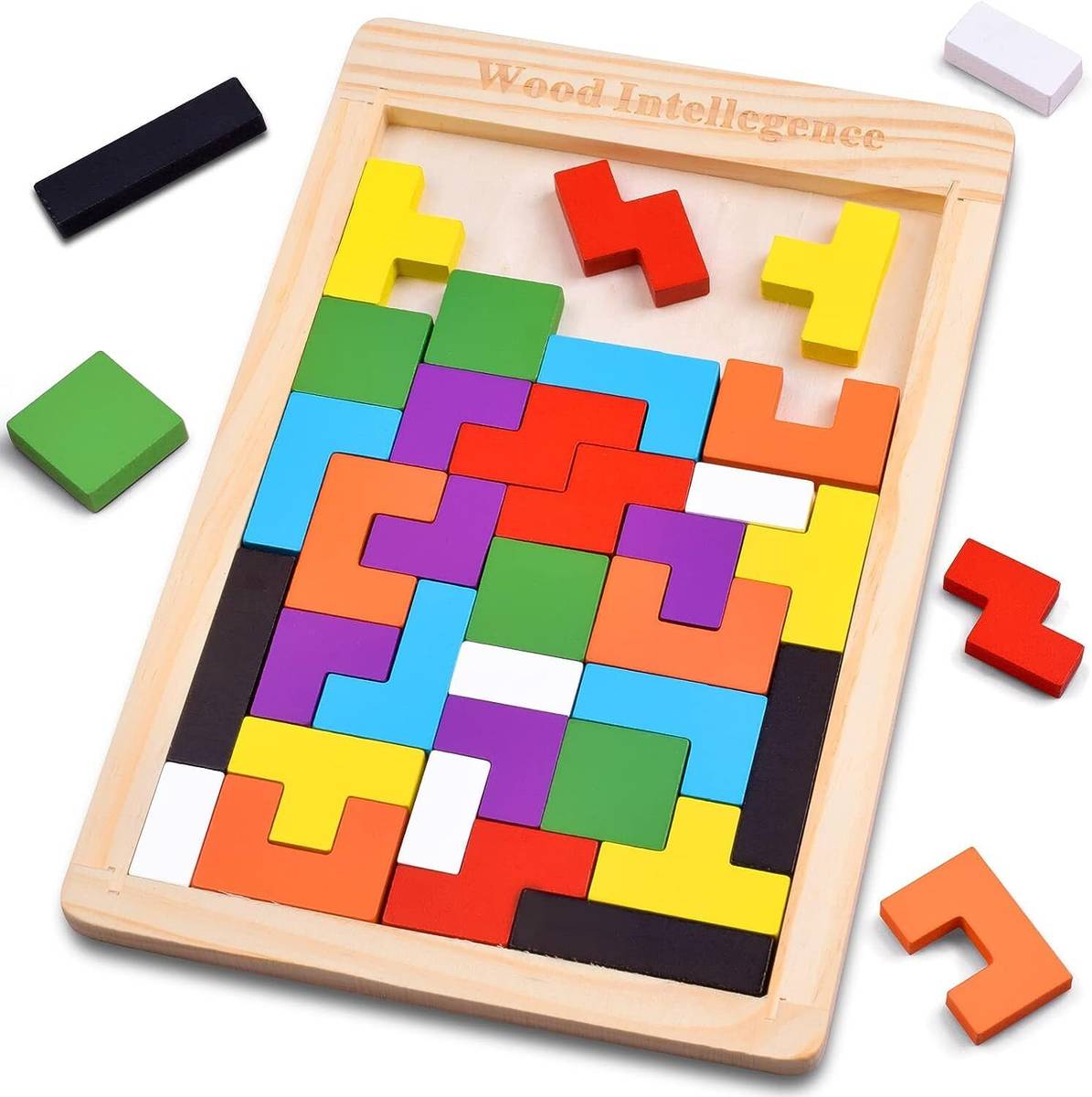 ZARQITO Wooden Russian Blocks Puzzles for Kids Adults, Wood Intelligence Puzzle for Kids