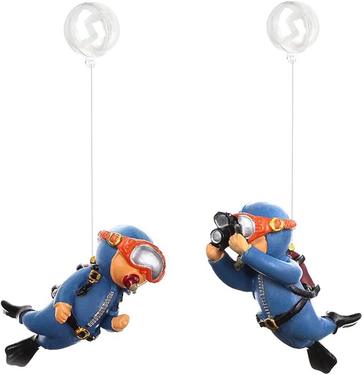 HANNEA Aquarium Floating Cartoon Divers Bowfront Aquarium Tank