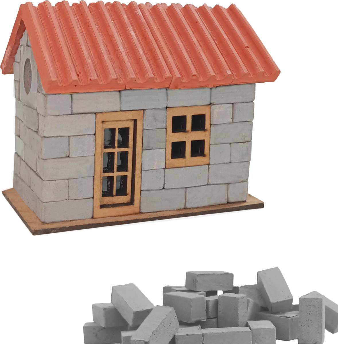 Little Sparrow Little Hut DIY Construction Set – Mini Bricks, Miniature Hut | Grey