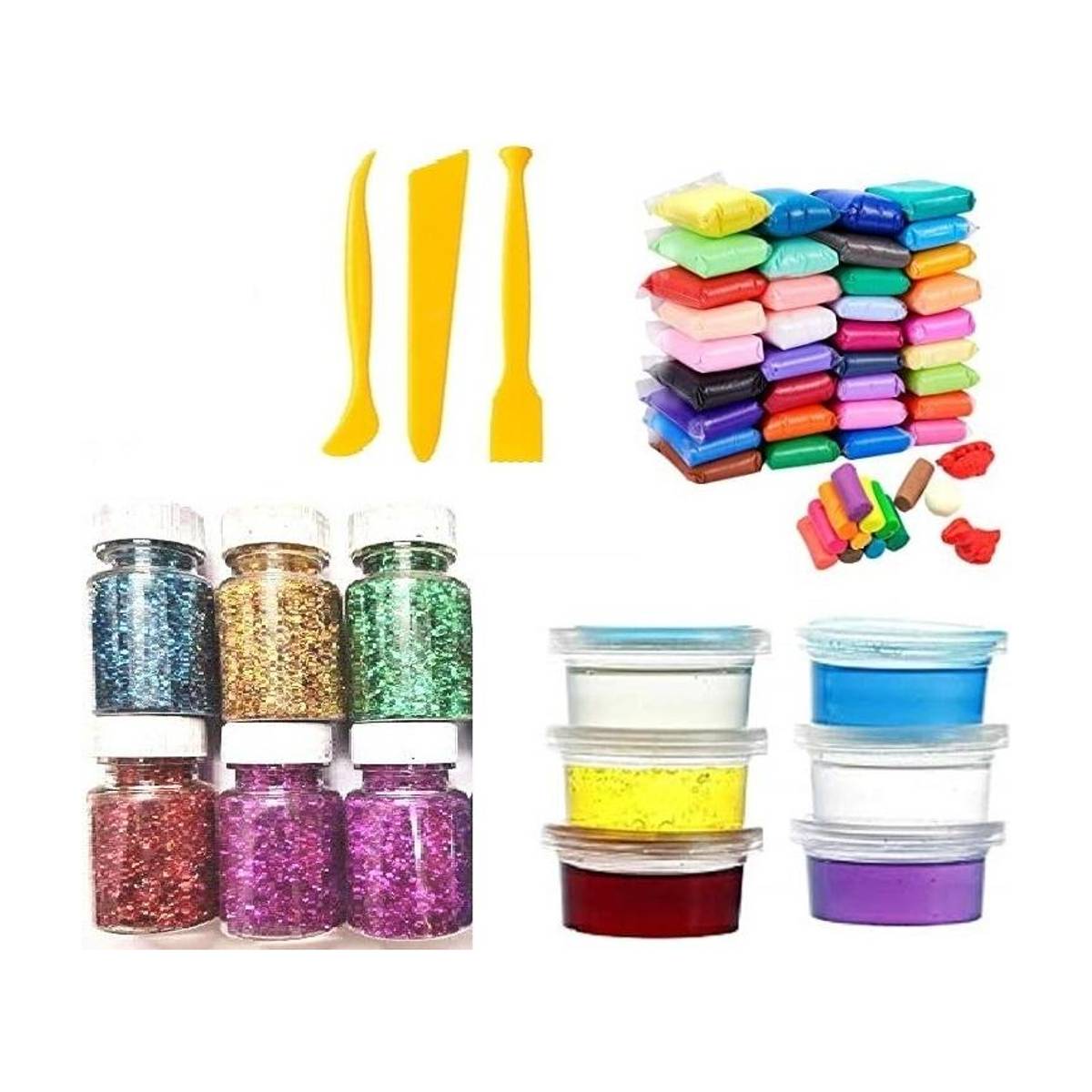 Eclet 6Crystal Slime 12 Air Dry Clay And 6 Glitter Box Combo Gift for Kids-Q
