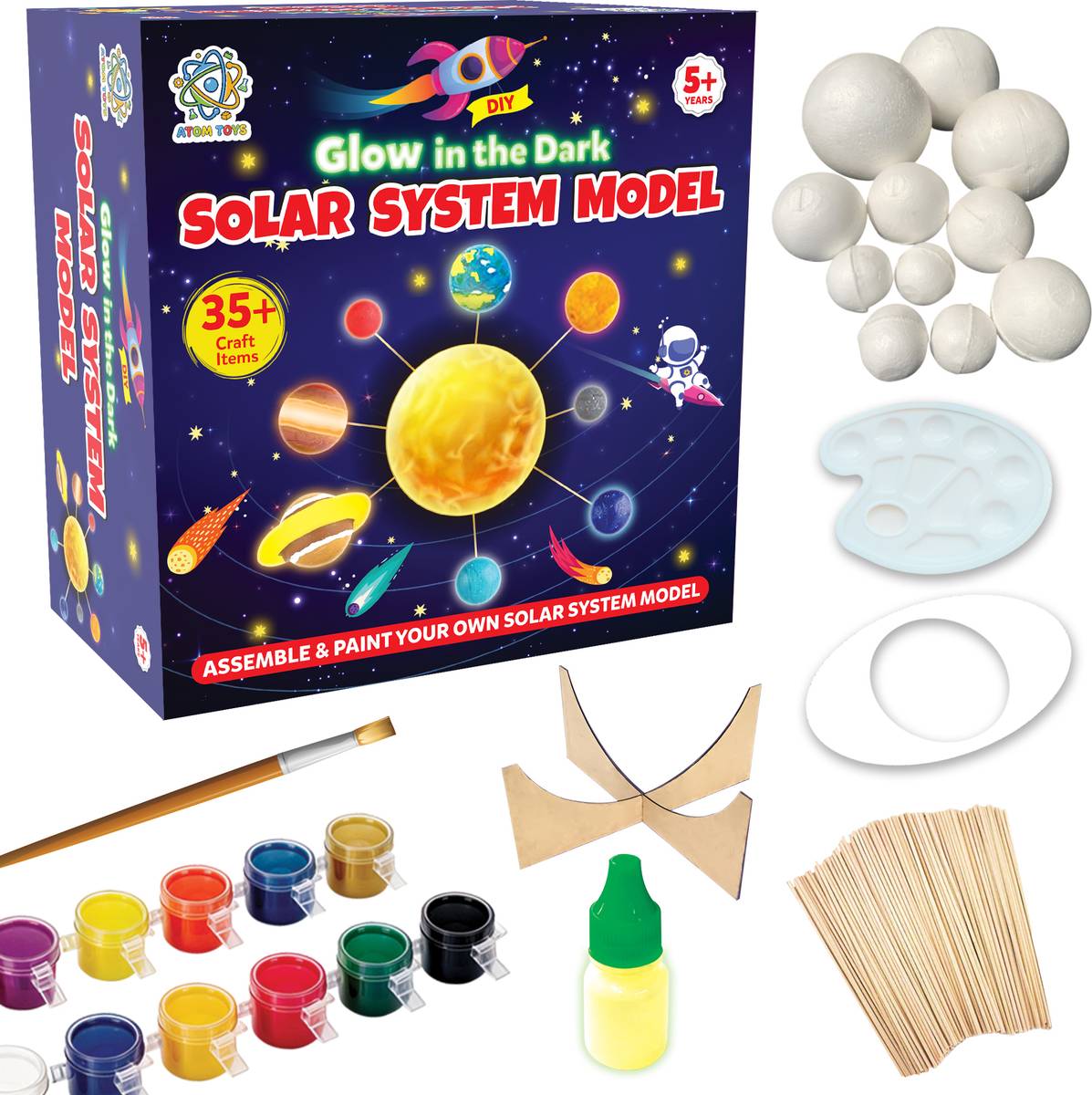 ATOM TOYS DIY Solar System Project Kit for Kids School iProjects - Educational Solar Model