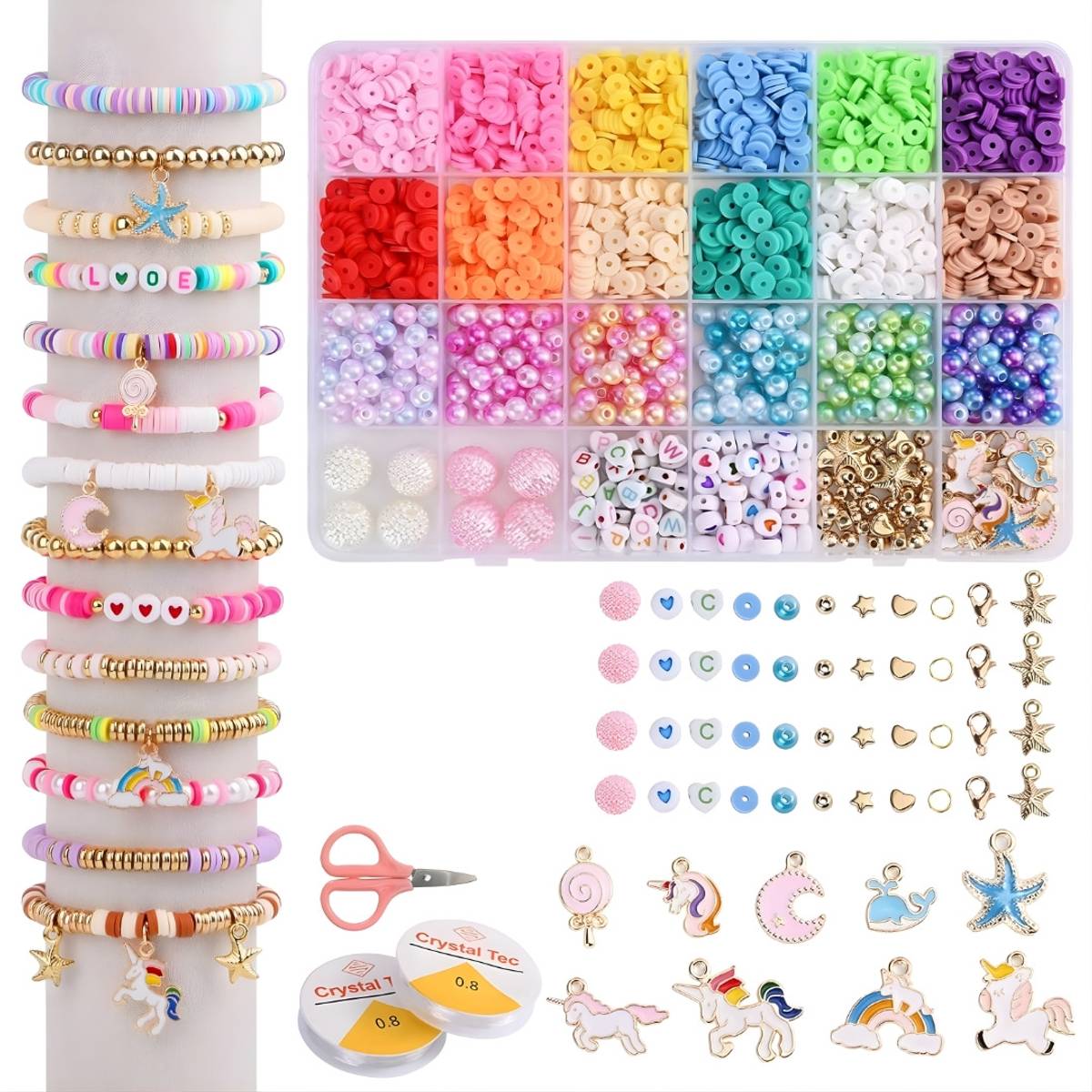 Bracelet Making Kit Heishi Beads for Jewelry Making Polymer Clay Flat Beads 245