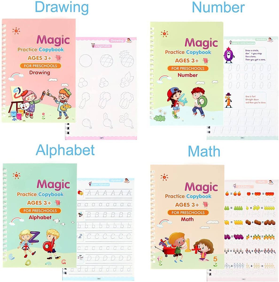 ZRIYOS Magic Practice Copybook (4 BOOK + 10 REFILL + 1 PEN + 1 GRIP) Reusable MagicBook — photo 2